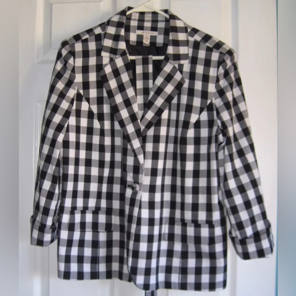 JM COLLECTION Black & White Blazer Size 18